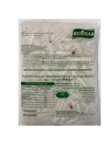 Buenas Shredded Young Coconut (Buko) 454g - Frozen | Sing Kee