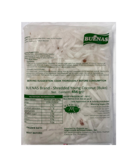 Buenas Shredded Young Coconut (Buko) 454g - Frozen | Sing Kee