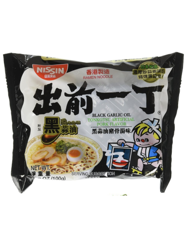 Nissin Demae Ramen Black Garlic Oil Tonkotsu Flavour Instant Noodle (HK) 100g