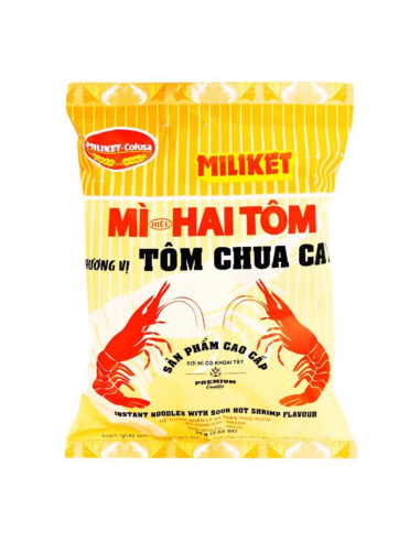 Miliket Premium Instant Noodles with Sour & Hot Shrimp Flavour 65g