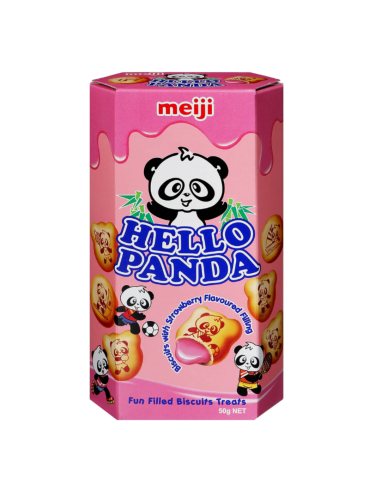 Meiji Hello Panda Biscuits With Strawberry Flavoured Filling 50g