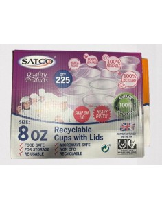 Satco 8oz Round Plastic Pots & Lids