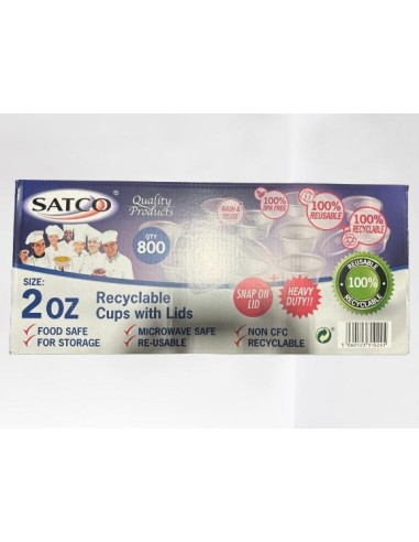 Satco 2oz Round Plastic Pots & Lids