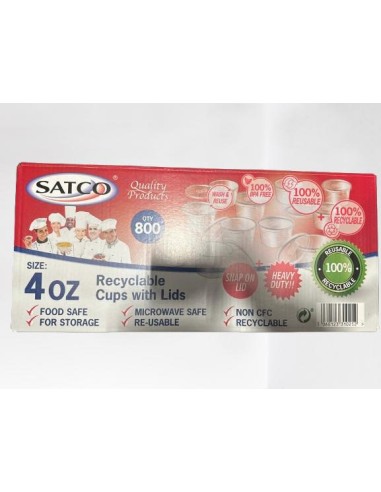 Satco 4oz Round Plastic Pots & Lids