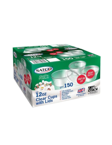 Satco 12oz Round Plastic Pots & Lids