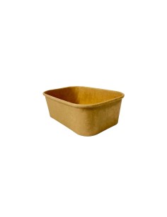 750ml Rectangular Brown/Kraft Rectangular Recyclable Takeaway Container with Plastic Lid Qty 300