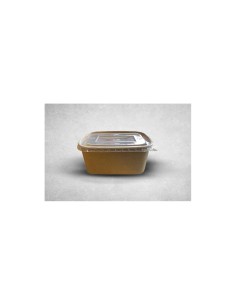 1000ml Rectangular Brown/Kraft Recyclable Takeaway Container with Plastic Lids Qty 300