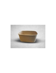 1000ml Rectangular Brown/Kraft Recyclable Takeaway Container with Plastic Lids Qty 300 2