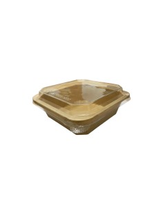 New 650ml Kraft Square Combo Meal Box & Lids Qty150
