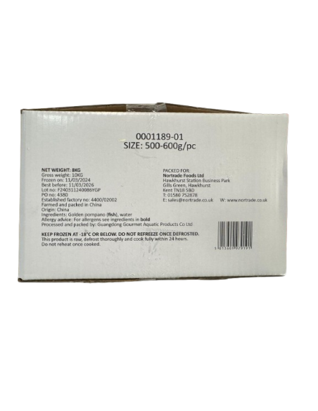 Nortrade POMFRET (pompano) FISH 500-600G - 10kg (8kg net)