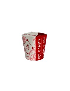 16oz Red/White Cardboard Recyclable Rounded Noodle Box Qty 500