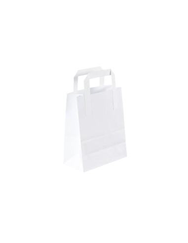 Medium White Paper Biodegradable Flat Handle Bags Qty 250