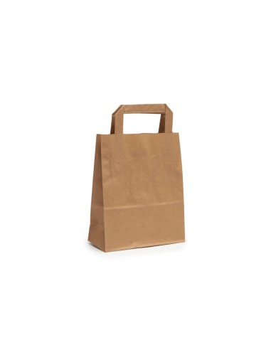 Large Brown/Kraft Paper Biodegradable Flat Handle Bags Qty 250
