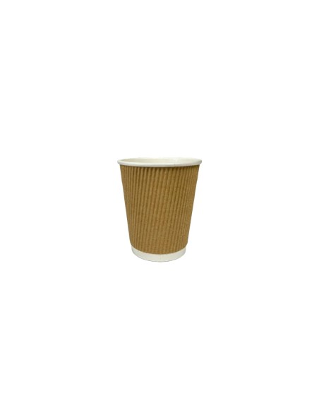 8oz Brown/Kraft Recyclable Ripple Coffee Cups Qty 500