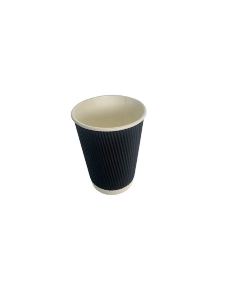 8oz Black Paper Recyclable Ripple Coffee Cups Qty 500