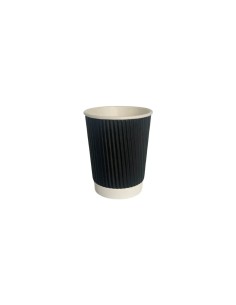 8oz Black Paper Recyclable Ripple Coffee Cups Qty 500 2
