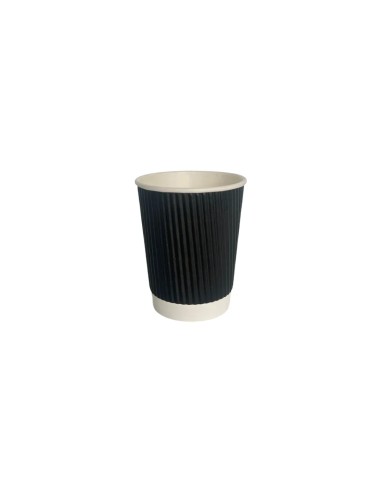 8oz Black Paper Recyclable Ripple Coffee Cups Qty 500