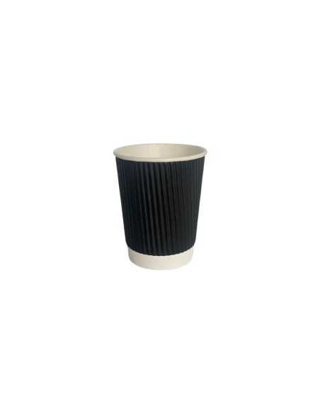8oz Black Paper Recyclable Ripple Coffee Cups Qty 500