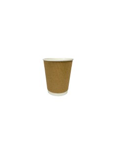 12oz Brown/Kraft Recyclable Ripple Coffee Cups Qty 500