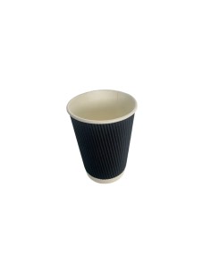 12oz Black Paper Recyclable Ripple Coffee Cups Qty 500