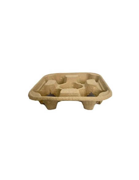 4-Cup Brown Paper Biodegradable Cup Carrier Tray Holders Qty 300