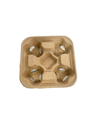 4-Cup Brown Paper Biodegradable Cup Carrier Tray Holders Qty 300