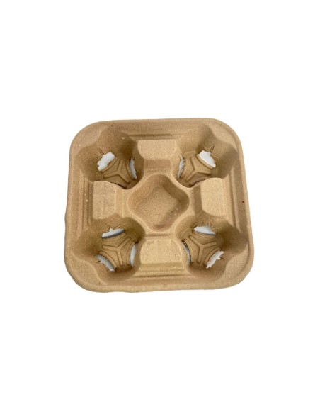 4-Cup Brown Paper Biodegradable Cup Carrier Tray Holders Qty 300