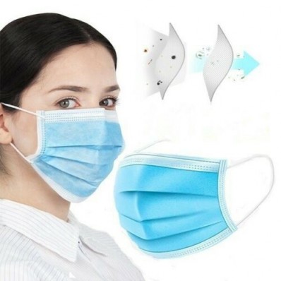 Face mask disposable blue 3 layers PACK OF 50